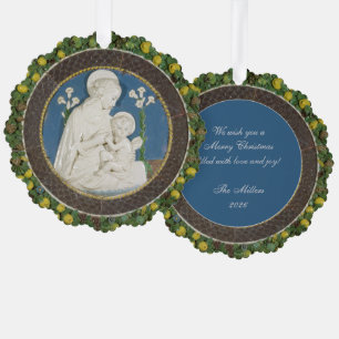 Carte Décorative Della Robbia Vierge aux lys Fruits Noël