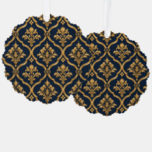 Carte Décorative Design de motif vintage élégant en or et damas mar