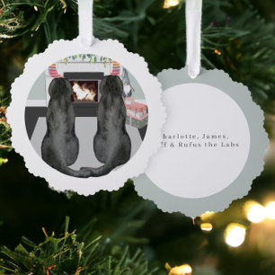 Carte Décorative Deux Noirs Labrador Retriers Noël