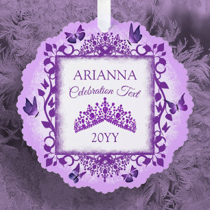 Carte Décorative Diadème Violet Personnalisé & Papillons