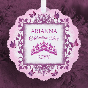 Carte Décorative Diadème Violet Personnalisé & Papillons Objet de C