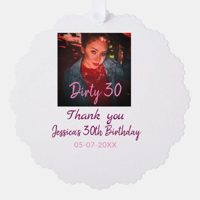 Carte Décorative Dirty 30 Anniversaire ajouter nom rose ajouter dat (Recto)