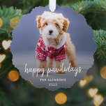 Carte Décorative Dog Christmas | Cute Puppy Happy Pawlidays<br><div class="desc">Simple, stylish custom photo Happy Pawlidays holiday ornament with minimalist handwritten script typographiy and a simple gradient noir. The photo of your beloved pet and text can easily be personalized for a design as unique as your special furbaby! The image shown is for illustration purposes only to be replaced with...</div>