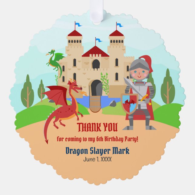 Carte Décorative Dragon Slayer Knight Boy fête d'anniversaire (Recto)