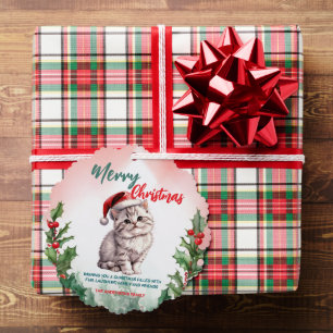 Carte Décorative Drôle Joyeux Noël Wreath mignonne Chat chaton