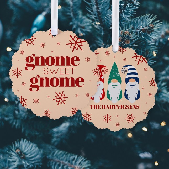 Carte Décorative Drôle Noël Gnome Sweet Gnome Snowflakes (Gnome Sweet Gnome Christmas Gnomes Snowflakes Ornament Card Cover Photo.)