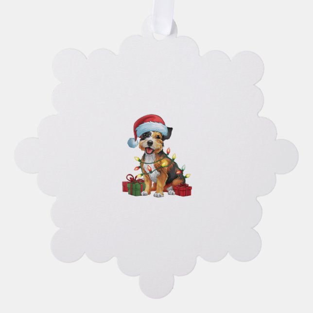 Carte Décorative Éclairage de Noël Chapeau frontière Terrier Chien  (Recto)
