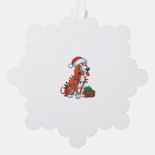 Carte Décorative Éclairage de Noël Chapeau rouge Chien Chri