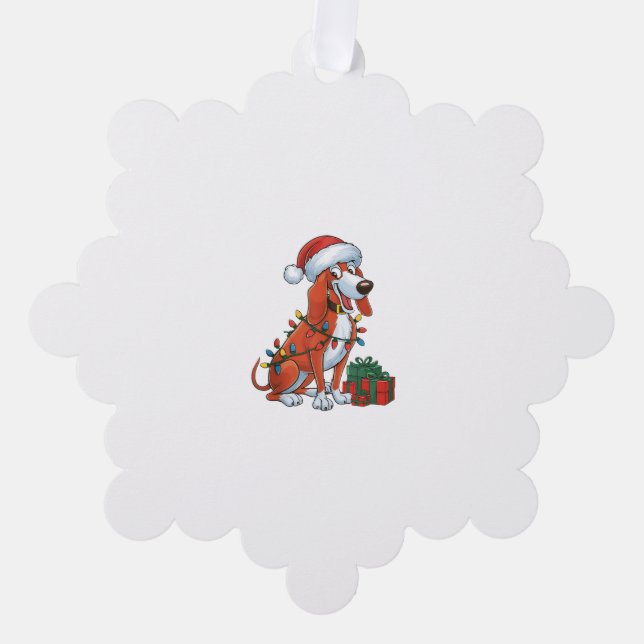 Carte Décorative Éclairage de Noël Chapeau rouge Chien Chri (Recto)