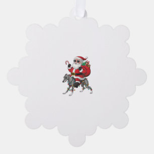 Carte Décorative Éclairage de Noël Père Noël équitation Chien gris