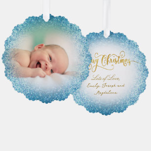 Carte Décorative effet fausse parties scintillant nouveau bébé garç
