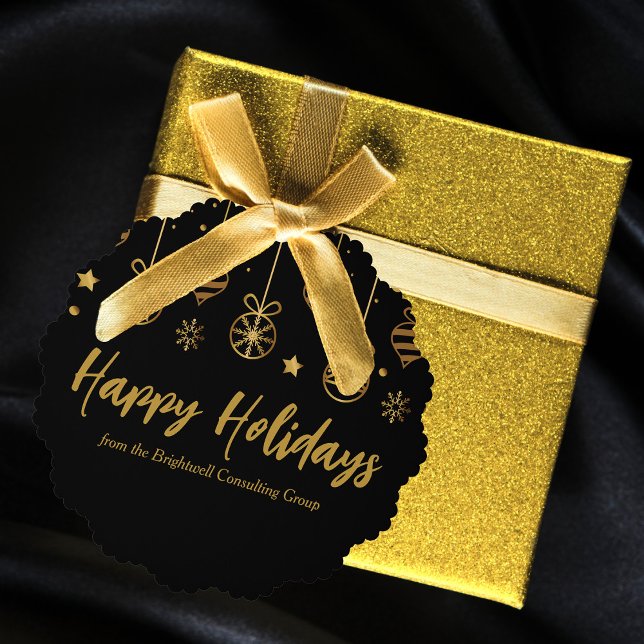 Carte Décorative Elégant Black Gold Custom Business Holiday Cadeau (Créateur téléchargé)