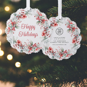 Carte Décorative Élégant logo d'entreprise Noël Wreath Holiday