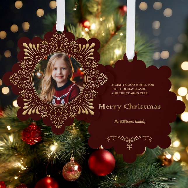 Carte Décorative Elégant Ornate Faux Hammered Gold Photo-Rouge (Créateur téléchargé)