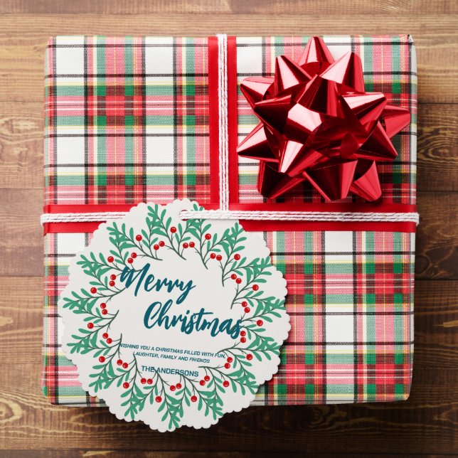 Carte Décorative Elégante couronne rouge Holly Berries joyeux arbre (Insitu (Cadeau))