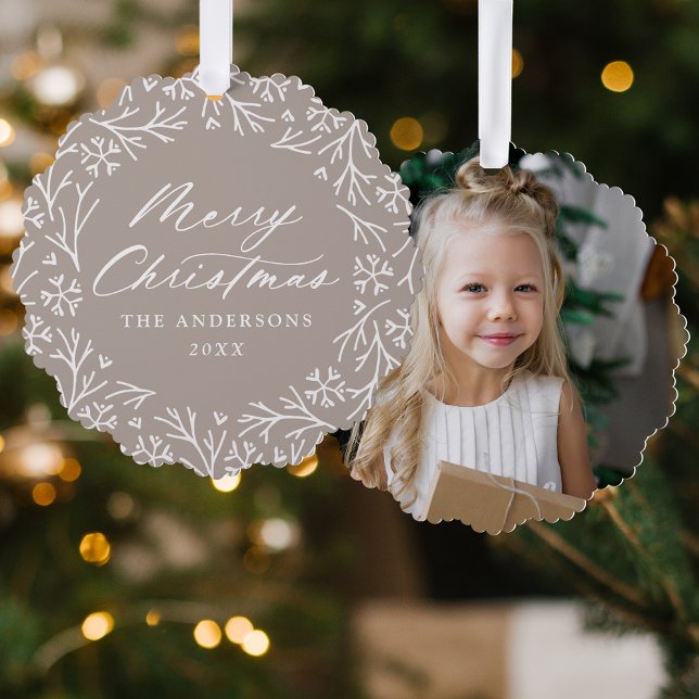 Carte Décorative Élégante serpentin de neige Taupe photo Noël (Créateur téléchargé)