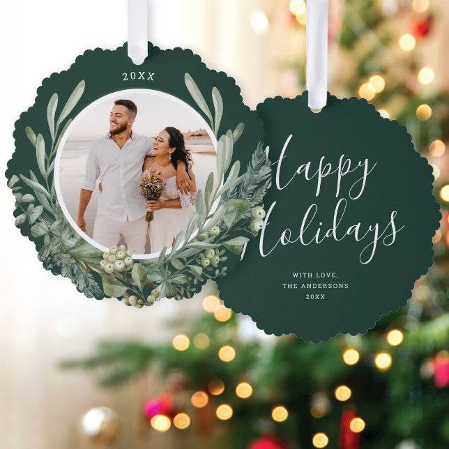 Carte Décorative Élégante verdure de Noël Botanique Photo vacances (Créateur téléchargé)