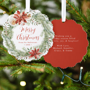 Carte Décorative Élégantes poinsettias et verdure Fête non-photogra
