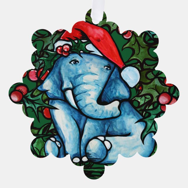 Carte Décorative Elephant de Noël Holly (Recto)
