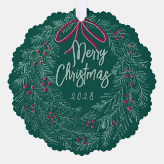 Carte Décorative Emerald Merry Christmas Photo Wreath 