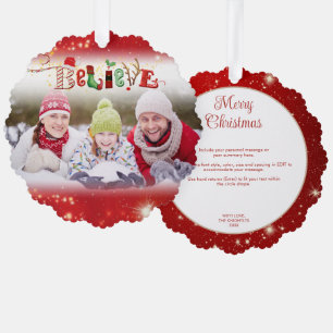 Carte Décorative Esprit de Noël CROIRE Photo Année Faits saillants