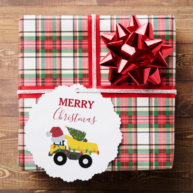 Carte Décorative Étiquette cadeau de Noël Camion de construction Ca (Insitu (Cadeau))