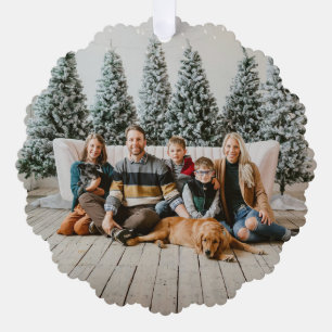 Carte Décorative Étiquette de décoration de Noël avec photo de fami