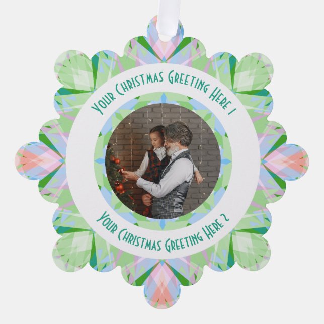 Carte Décorative Étoile de Noël personnalisée Hiver Green Photo Gre (Recto)