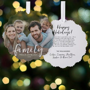 Carte Décorative Family Peace Love Joie Custom Christmas Photo Text
