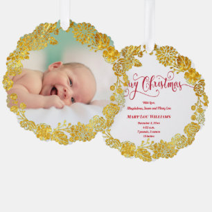 Carte Décorative fausse feuille couronne nouveau bébé Joyeux Noël