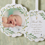 Carte Décorative faux parties scintillant de verdure Baptême merci<br><div class="desc">Baptême merci ornement papier</div>