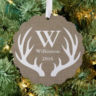 Carte Décorative Ferme rustique White Deer Antlers Silhouette