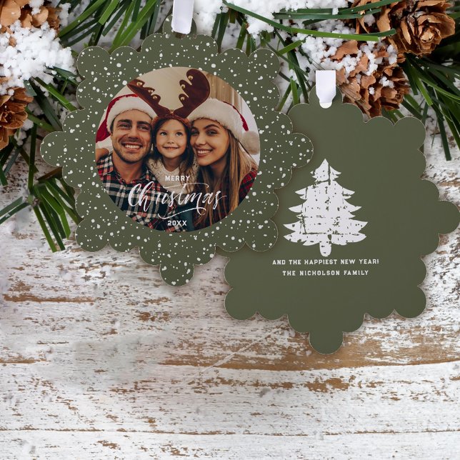 Carte Décorative Festif Vert Neige Joyeux Noël Photo (Créateur téléchargé)