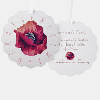 Carte Décorative Festivale minimaliste Fleur rouge Noël blanc