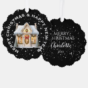 Carte Décorative FESTIVE NOËL STOREFRONT en NEIGE PERSONNALISÉE