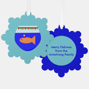 Carte Décorative Fête de Noël Poisson d'or personnalisé