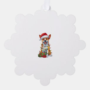 Carte Décorative Feux de Noël Éclairage Santa Chapeau Canaan Chien
