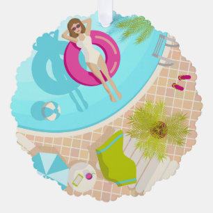 Carte Décorative Fille de piscine en bikini plage d'été