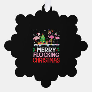 Carte Décorative Flamant rose Noel Casquettes Danse Sur Neige Joyeu
