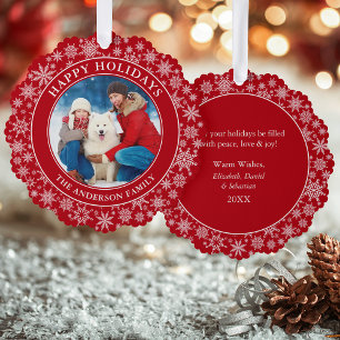 Carte Décorative Flammes de neige modernes Red Happy Holidays Photo