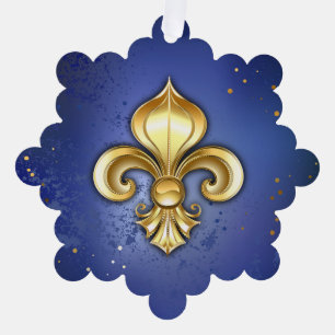 Carte Décorative Fleur de Lis dorée sur fond bleu