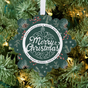 Carte Décorative Fleurs de Noël   Botanique rouge et vert