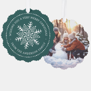 Carte Décorative Flocon de neige lunaire point frontière vert pin
