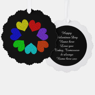 Carte Décorative Floral Arc-en-ciel Coeurs d'amour personnalisés
