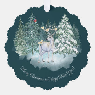 Carte Décorative Forêt d'hiver de cerfs de bois Noël