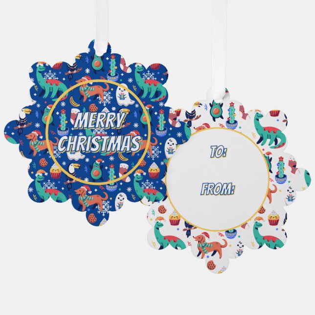 Carte Décorative Fun Christmas Dinosaur Dog Parrot Avocado Cactus (Recto/Verso)