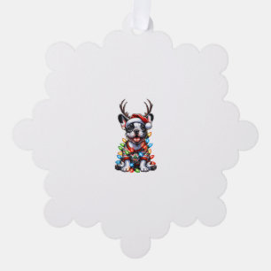Carte Décorative Funky French Bulldog Christmas Light Santa Hat Rei