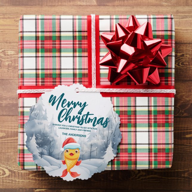 Carte Décorative Funky Gold fish Merry Xmas tree snow (Insitu (Cadeau))