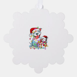 Carte Décorative Funky Pitbull Chien Noël Tee Snowman Xmas Light