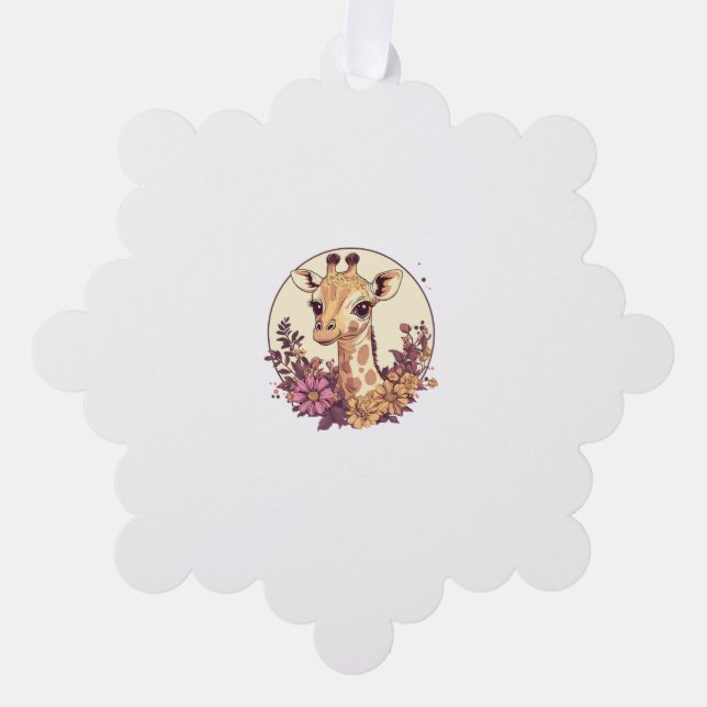 Carte Décorative Giraffe Adorable Entourée De Fleurs _5 (Recto)